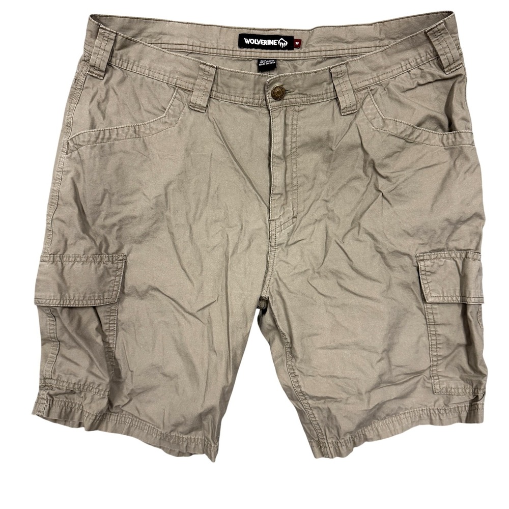 Wolverine Cargo Shorts Mens 38 Beige Cotton Workwear Utility Pockets Casual